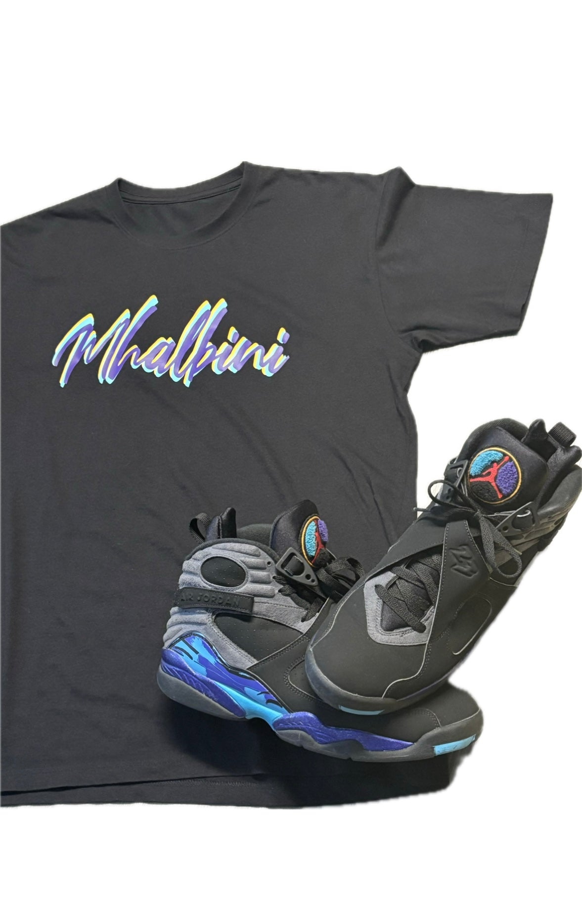 MHALBINI Aqua triple signature tshirt