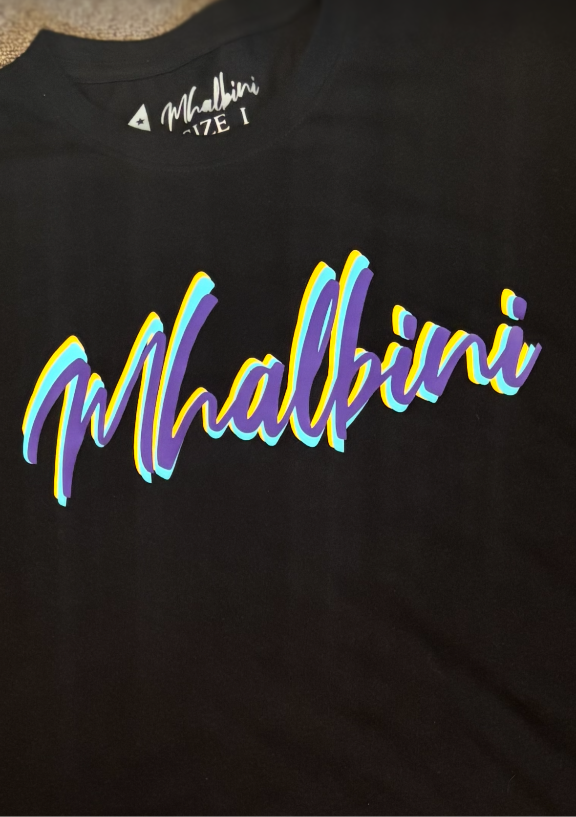 MHALBINI Aqua triple signature tshirt